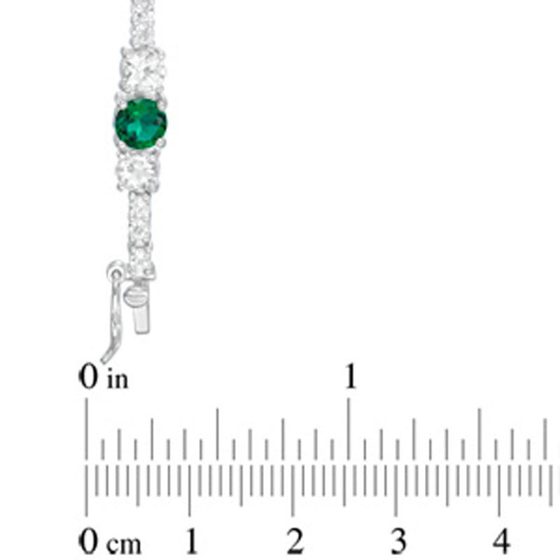 Main Image 2 of Lab-Created Emerald and White Topaz Bracelet in Sterling Silver - 7.25"