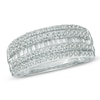 Thumbnail Image 1 of 1/2 CT. T.W. Baguette and Round Diamond Layered Band in 10K White Gold