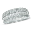 1/2 CT. T.W. Baguette And Round Diamond Layered Band In 10K White Gold