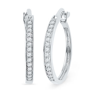 spiralclover DIAMOND　パイソン 1/5 CT. T.W. Diamond Hoop Earrings in Sterling Silver