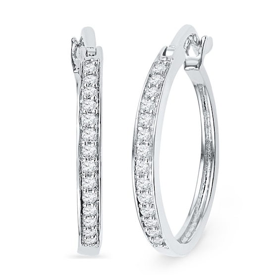 1/5 CT. T.W. Diamond Hoop Earrings In Sterling Silver