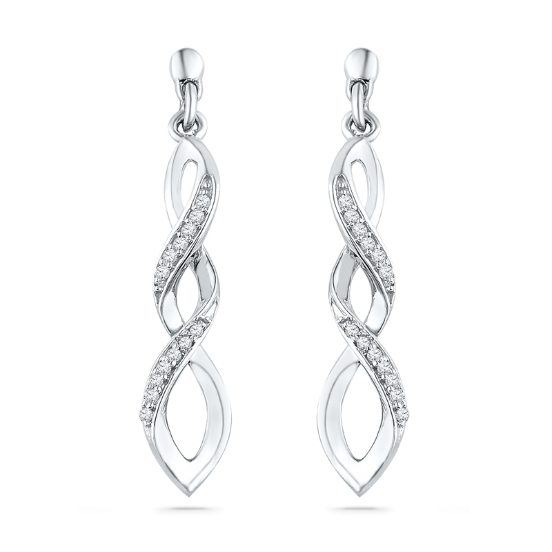 1/10 CT. T.W. Diamond Cascading Drop Earrings in Sterling Silver