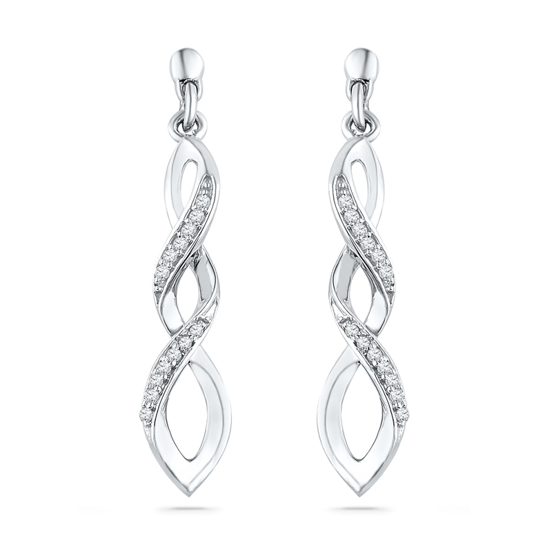 Main Image 1 of 1/10 CT. T.W. Diamond Cascading Drop Earrings in Sterling Silver