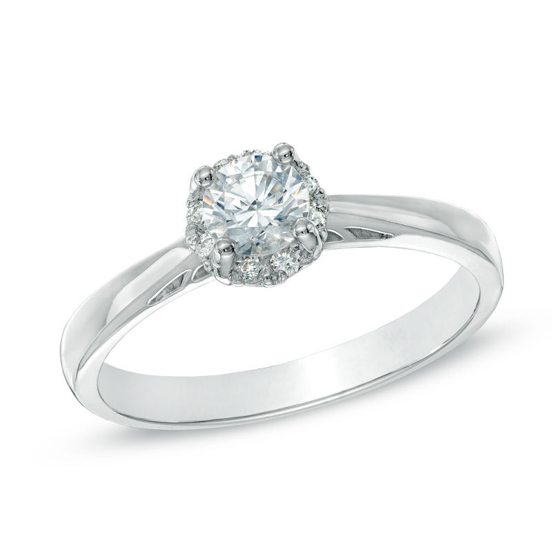 Main Image 1 of 1/2 CT. T.W. Certified Canadian Diamond Engagement Ring in 14K White Gold (I/I1)