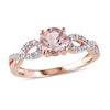 Thumbnail Image 1 of 6.0mm Morganite and Diamond Accent Twist Engagement Ring in 10K Rose Gold