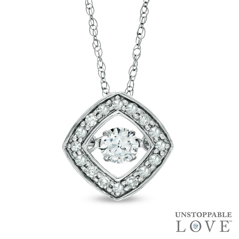Main Image 1 of 1/3 CT. T.W. Diamond Linear Three Stone Pendant in 10K White Gold