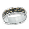Men's 9.0mm Carbon Fiber Comfort Fit Wedding Band in Stainless Steel - Size 10