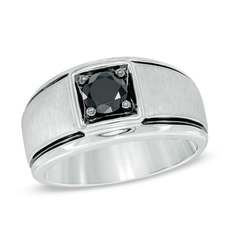 Men's 1 CT. T.W. Black Diamond Solitaire Ring in Sterling Silver