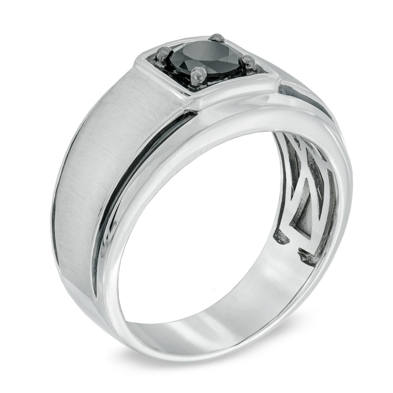 Main Image 2 of Men's 1 CT. T.W. Black Diamond Solitaire Ring in Sterling Silver
