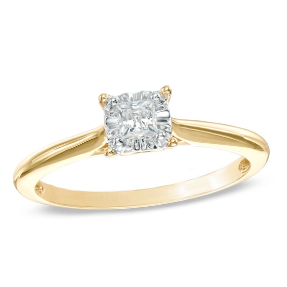1/5 CT. Princess-Cut Diamond Solitaire Engagement Ring in 10K Gold