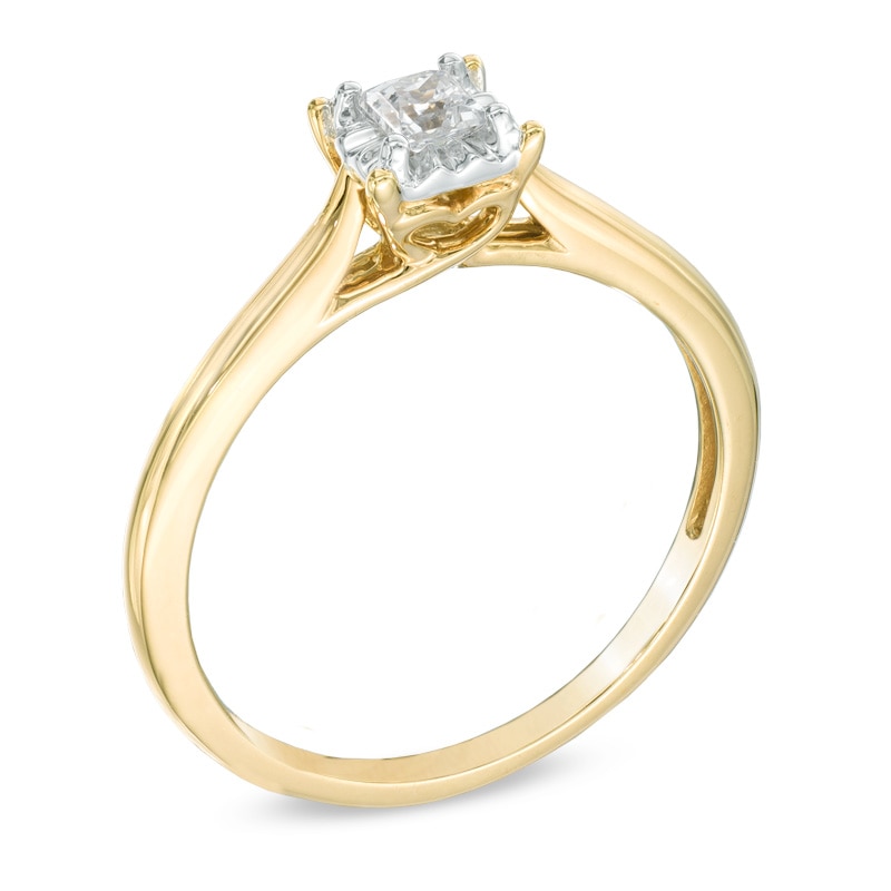 1/5 CT. Princess-Cut Diamond Solitaire Engagement Ring in 10K Gold