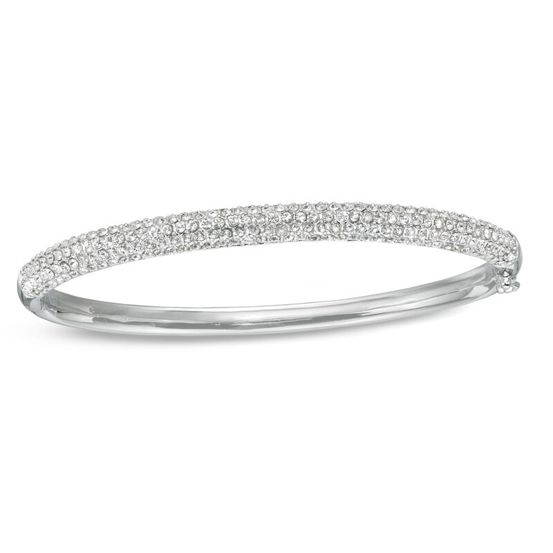 Main Image 1 of Crystal Bangle in White Rhodium Brass