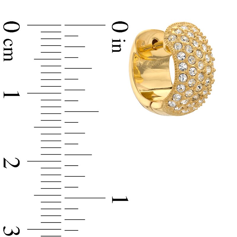 Main Image 2 of Crystal Huggie Hoop Earrings in Brass with 18K Gold Plate