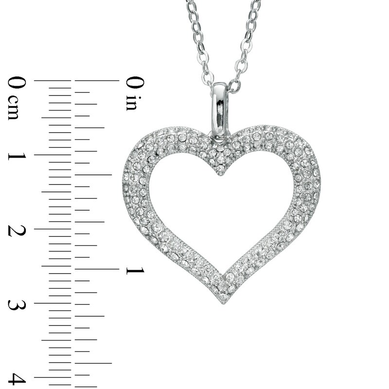 Main Image 2 of Crystal Heart Pendant in White Rhodium Brass