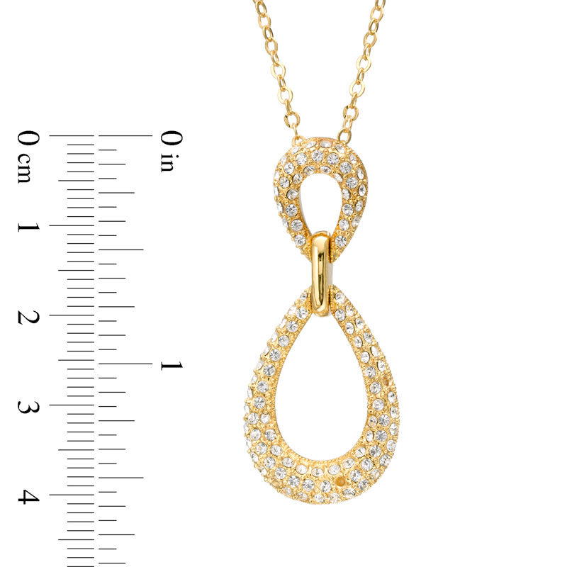 Main Image 2 of Crystal Double Teardrop-Shaped Pendant in Brass with 18K Gold Plate