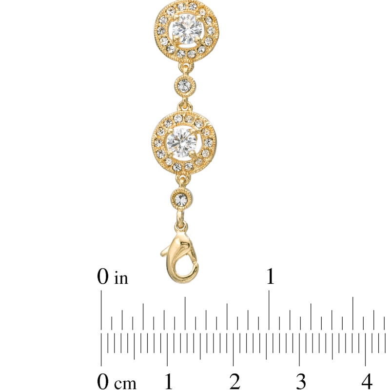 Main Image 2 of 4.5mm Cubic Zirconia and Crystal Frame Bracelet in Brass with 18K Gold Plate - 7.25"