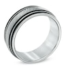 Thumbnail Image 1 of Triton Men's 9.0mm Comfort Fit Black Stripe Wedding Band in White Tungsten - Size 10