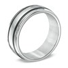 Thumbnail Image 2 of Triton 8.0mm Black Grooved Comfort Fit Wedding Band in White Tungsten - Size 10