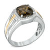 Thumbnail Image 2 of 9.0mm Cushion-Cut Smoky Quartz and 1/10 CT. T.W. Diamond Ring in 10K Two-Tone Gold