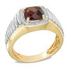 Thumbnail Image 2 of Men's 8.0mm Cushion-Cut Garnet and 1/10 CT. T.W. Diamond Ring in 10K Two-Tone Gold