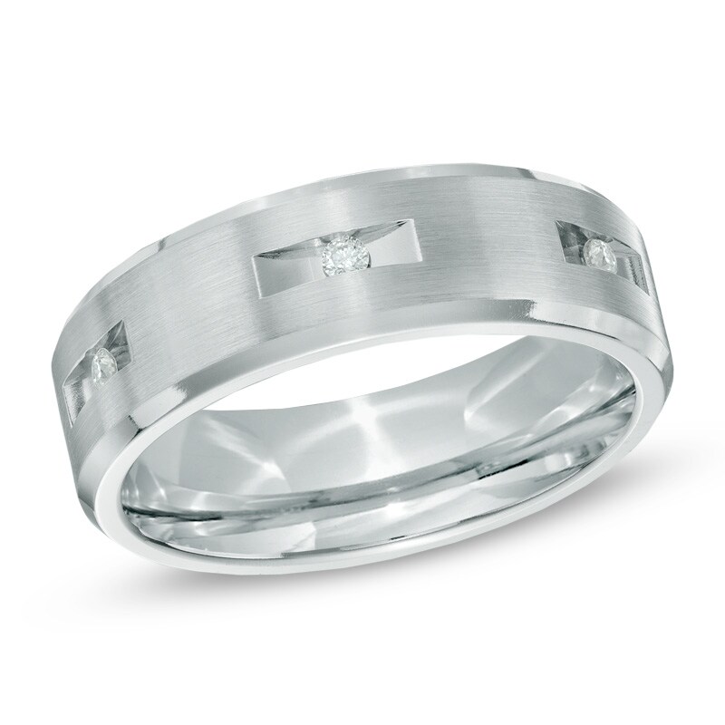 Main Image 1 of 1/6 CT. T.W. Diamond Comfort Fit Cobalt Wedding Band - Size 10