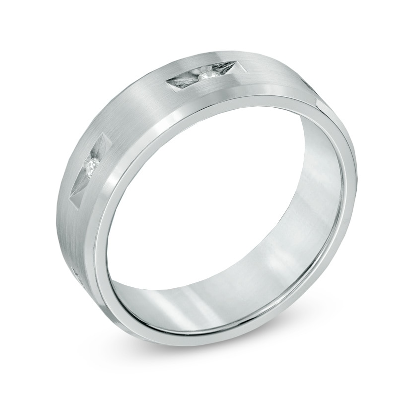 Main Image 2 of 1/6 CT. T.W. Diamond Comfort Fit Cobalt Wedding Band - Size 10