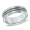 Thumbnail Image 1 of 8.0mm Grooved Black Enamel Comfort Fit Cobalt Band - Size 10