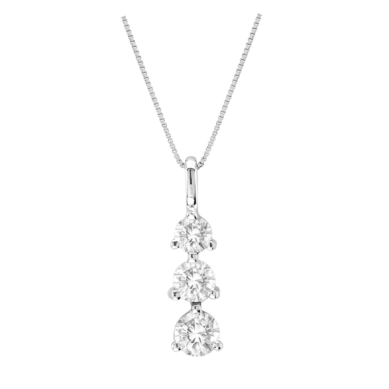 Main Image 1 of 1 CT. T.W. Diamond Linear Three Stone Drop Pendant in 14K White Gold