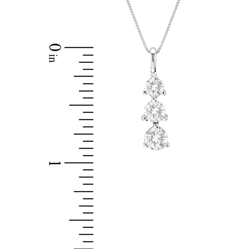 Main Image 2 of 1 CT. T.W. Diamond Linear Three Stone Drop Pendant in 14K White Gold
