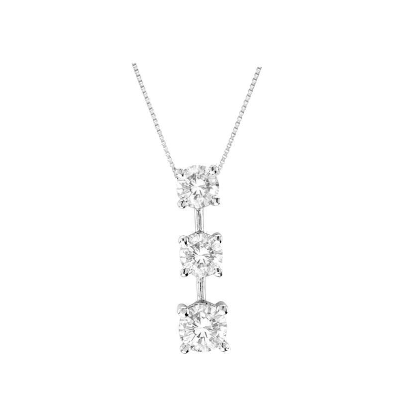 Main Image 1 of 1 CT. T.W. Diamond Linear Three Stone Drop Pendant in 14K White Gold