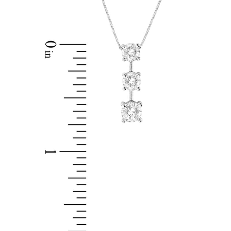 Main Image 2 of 1 CT. T.W. Diamond Linear Three Stone Drop Pendant in 14K White Gold