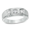 Thumbnail Image 0 of Men's 1/2 CT. T.W. Diamond Three Stone Comfort Fit Ring in 10K White Gold