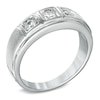 Thumbnail Image 1 of Men's 1/2 CT. T.W. Diamond Three Stone Comfort Fit Ring in 10K White Gold