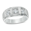 Thumbnail Image 0 of Men's 1 CT. T.W. Diamond Three Stone Comfort Fit Ring in 10K White Gold