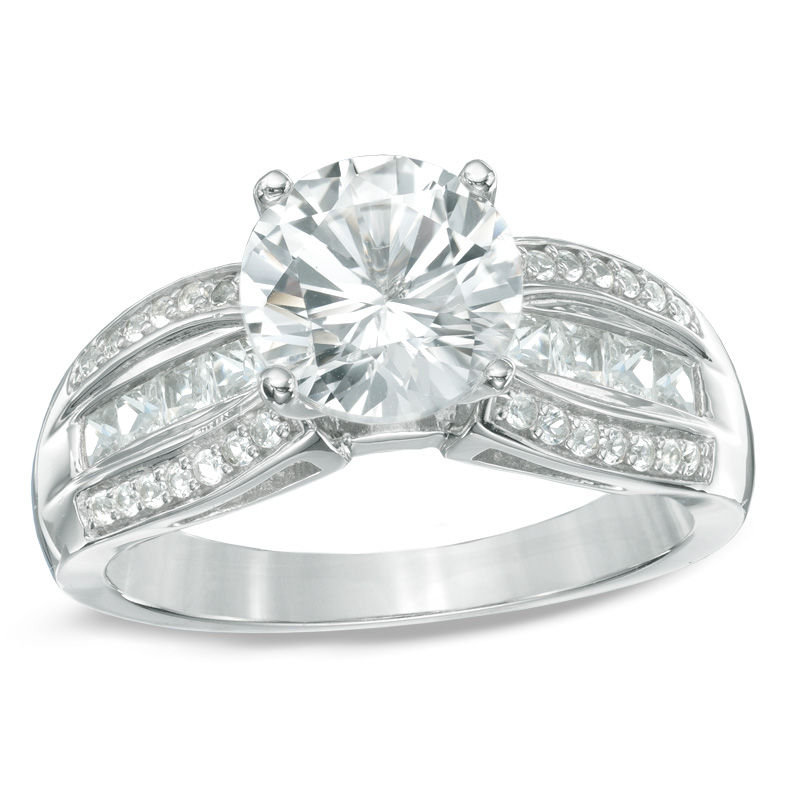 Main Image 1 of 8.0mm Lab-Created White Sapphire Ring in Sterling Silver