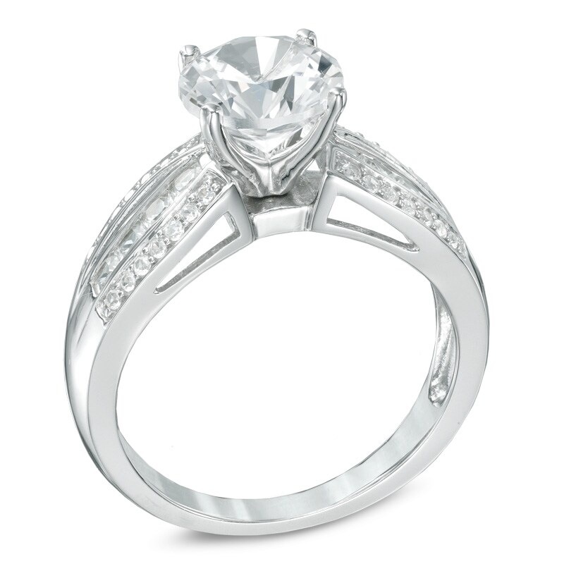 Main Image 2 of 8.0mm Lab-Created White Sapphire Ring in Sterling Silver