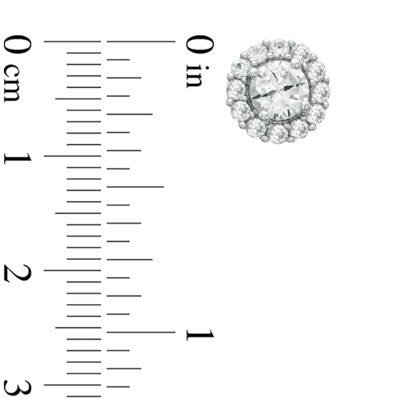 Main Image 2 of Lab-Created White Sapphire Frame Pendant and Earrings Set in Sterling Silver