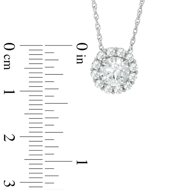 Main Image 3 of Lab-Created White Sapphire Frame Pendant and Earrings Set in Sterling Silver