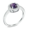 Thumbnail Image 1 of Amethyst and Lab-Created White Sapphire Frame Pendant, Ring and Earrings Set in Sterling Silver - Size 7