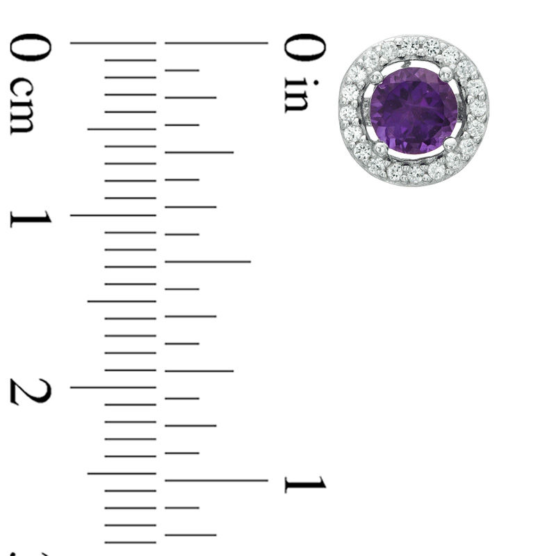 Amethyst and Lab-Created White Sapphire Frame Pendant, Ring and Earrings Set in Sterling Silver - Size 7