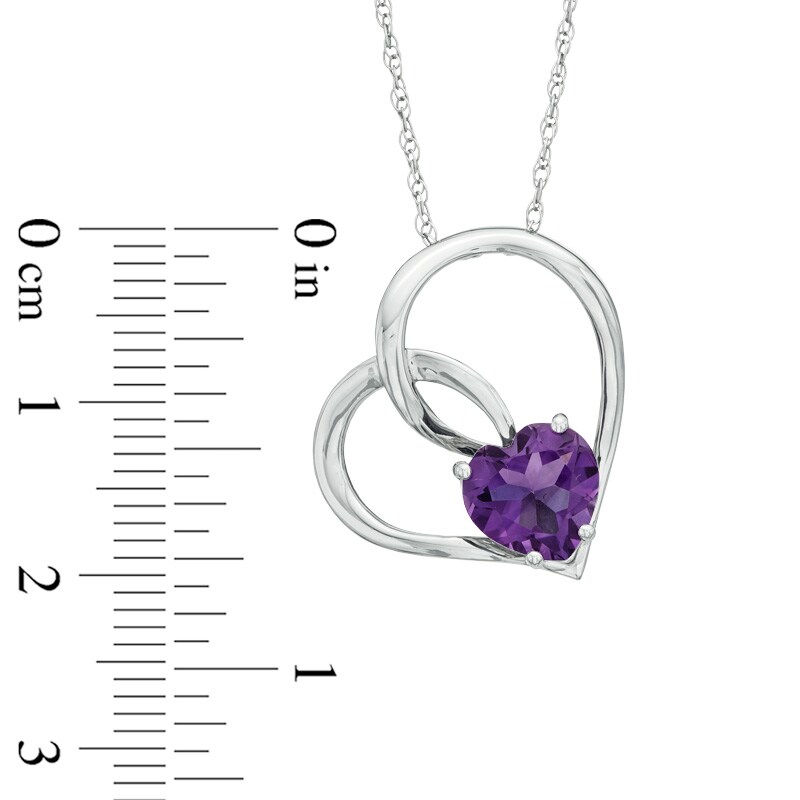 Main Image 2 of 8.0mm Heart-Shaped Amethyst Heart Pendant in Sterling Silver