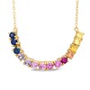 Thumbnail Image 1 of Lab-Created Multi-Gemstone Rainbow Necklace in Sterling Silver with 18K Gold Plate