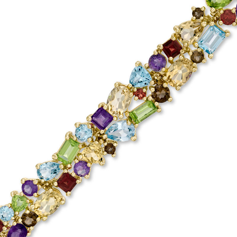 Main Image 1 of Multi-Gemstone Bracelet in Sterling Silver with 18K Gold Plate - 7.5"