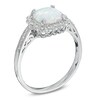 Thumbnail Image 2 of Cushion-Cut Lab-Created Opal and 1/10 CT. T.W. Diamond Pendant, Ring and Earrings Set in Sterling Silver - Size 7