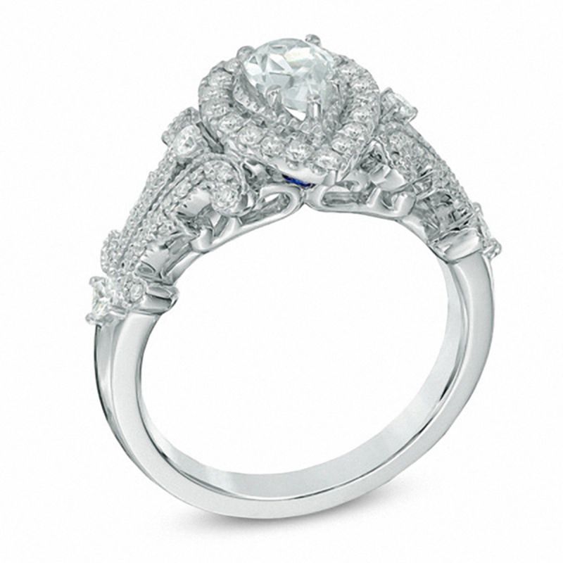 Vera Wang Love Collection 1 CT. T.W. Pear-Shaped Diamond Frame Engagement Ring in 14K White Gold