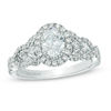 Thumbnail Image 0 of Vera Wang Love Collection 1 CT. T.W. Oval Diamond Frame Engagement Ring in 14K White Gold
