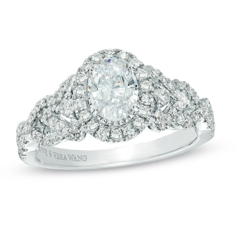 Vera Wang Love Collection 1 CT. T.W. Oval Diamond Frame Engagement Ring in 14K White Gold