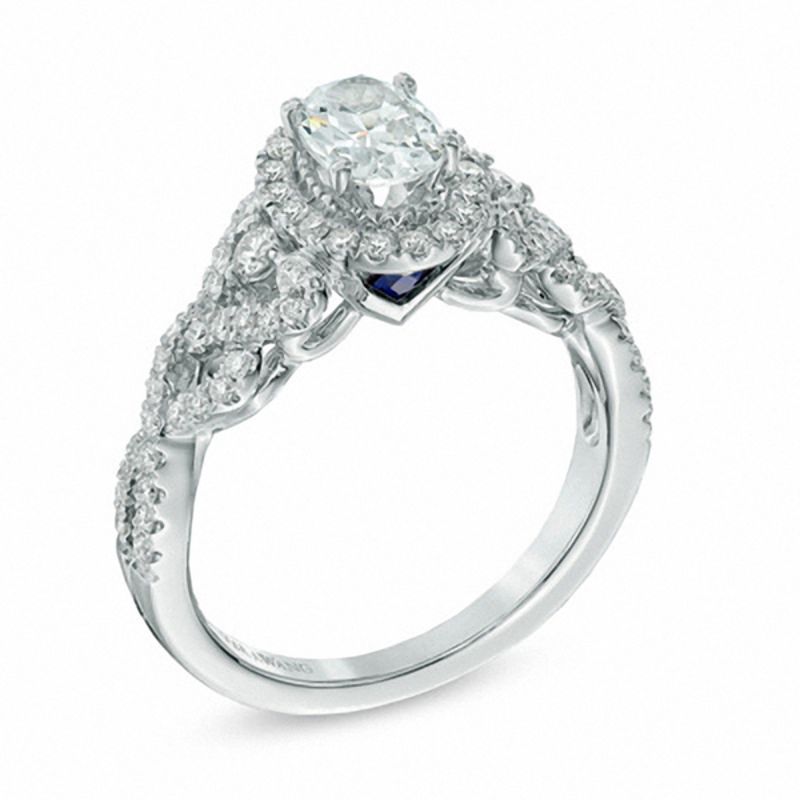 Vera Wang Love Collection 1 CT. T.W. Oval Diamond Frame Engagement Ring in 14K White Gold