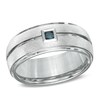 Thumbnail Image 1 of Triton 1/10 CT. Enhanced Blue Diamond Comfort Fit Wedding Band in White Tungsten - Size 10
