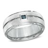 Thumbnail Image 0 of Triton Men's 1/10 CT. Enhanced Blue Diamond Comfort Fit Wedding Band in White Tungsten - Size 10